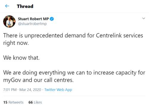 Centrelink twitter post