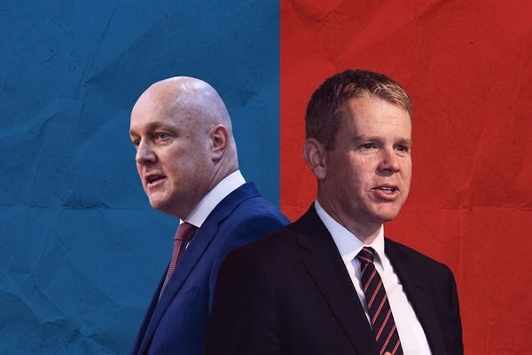 Election 2026: two men in suits in front of blue and red backgrounds